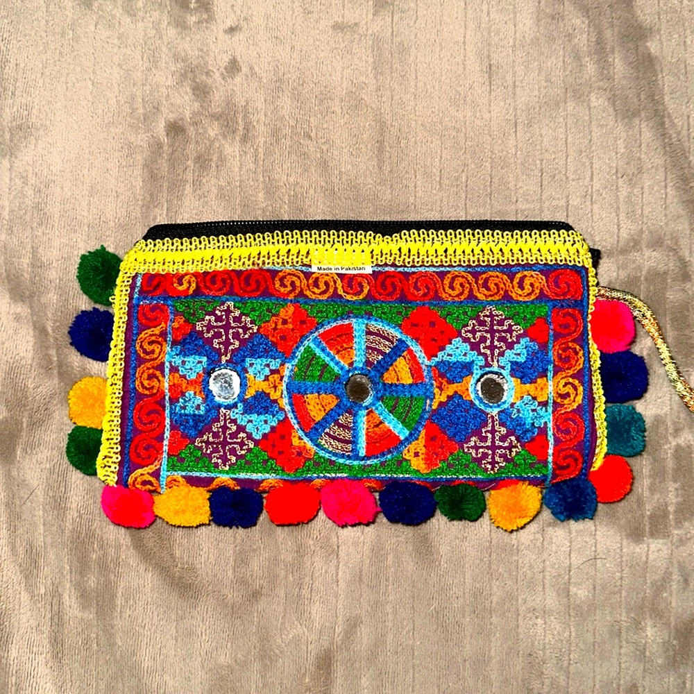 Colorful Embroidered Clutch Genujne Original Design